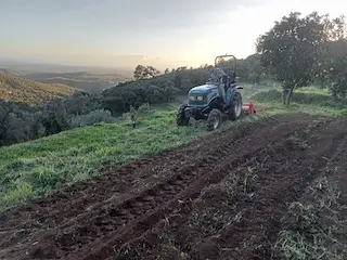 tractor turning the land